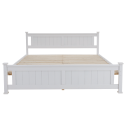 Posteľ s roštom, borovicové drevo/biela, 180x200, LUCAS NEW