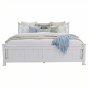 Posteľ s roštom, borovicové drevo/biela, 180x200, LUCAS NEW