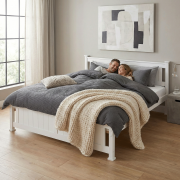 Posteľ s roštom, borovicové drevo/biela, 180x200, LUCAS NEW