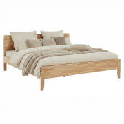 Manželská posteľ, 160x200, masívne drevo, prírodná, NOEMI