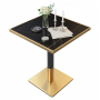 Jedálenský bistro stôl, čierny mramor/čierna/zlatá, 70x70 cm, PRESTON