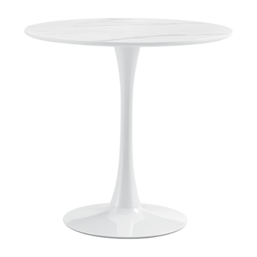 Jedálenský stôl, svetlý mramor/biela, priemer 80 cm, LORIAN
