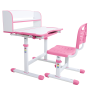 Rastúci písací stôl a stolička, ružová/biela, set ZION