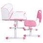 Rastúci písací stôl a stolička, ružová/biela, set ZION