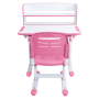 Rastúci písací stôl a stolička, ružová/biela, set ZION