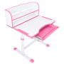 Rastúci písací stôl a stolička, ružová/biela, set ZION