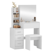 Toaletný stolík s taburetom, biela, RADAS