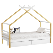 Montessori posteľ, biela/hnedá, 90x200, TARA