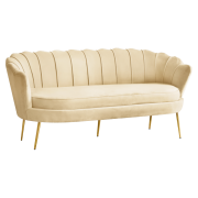 Luxusná pohovka, 3-sed, béžová Velvet látka/zlatá, Art-deco, NOBLEO TYP 2