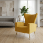 Relaxačné kreslo, žltá Velvet látka, BARET