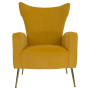 Relaxačné kreslo, žltá Velvet látka, BARET