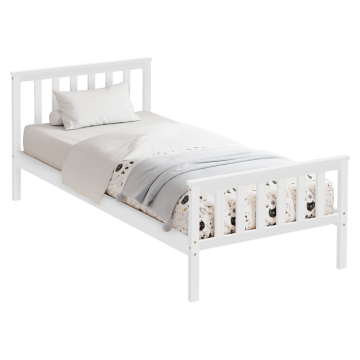 Posteľ s roštom, biela, 90x200, ANATRA