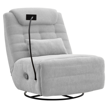 Luxusné otočné kreslo, hojdacie, svetlosivá, UMBRO