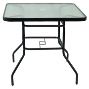 Jedálenský stôl, čierna oceľ/tvrdené sklo, DEMAT NEW TYP 2