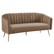 Dizajnový 3-sed, hnedá Velvet látka/gold chróm-zlatý, BAGY