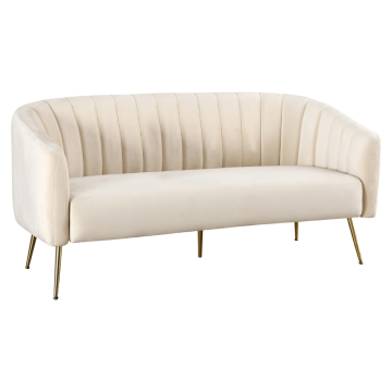 Dizajnový 3-sed, béžová Velvet látka/gold chróm-zlatý, BAGY