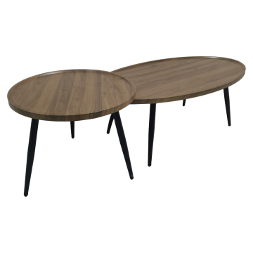 Konferenčné stolíky, set 2 ks, dub/čierna, SILVIO