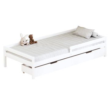 Posteľ s úložným priestorom, 90x200, biela, MIX NEW