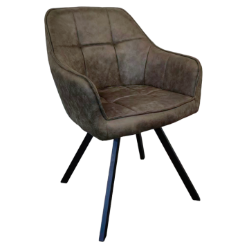 Otočné jedálenské kreslo, zelená látka s efektom brúsenej kože, SAMANTA