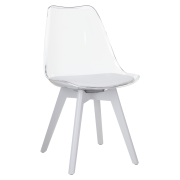 Stolička, transparentná biela, akryl/ekokoža/biela, BALI 3 NEW