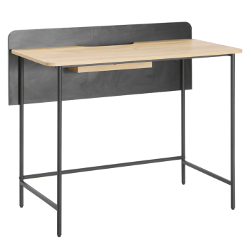 PC stôl, dub/čierna, KOMPUS