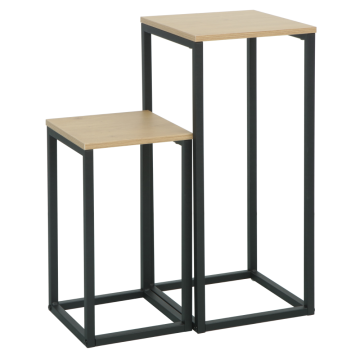 Príručné stolíky, set 2 ks, dub/čierna, TOLSOS