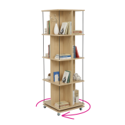 Otočný regál, dub/čierna, POTOR