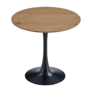 Jedálenský stôl, dub/čierna, priemer 80 cm, REVENTON NEW