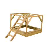 Detský drevený domček Veranda so šmykľavkou