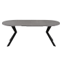 Jedálenský rozkladací stôl, betón svetlý/čierna, 100-250x75,5 cm, LUKOS