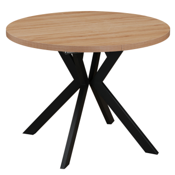 Jedálenský rozkladací stôl, dub svetlý/čierna, 100-250x75,5 cm, LUKOS