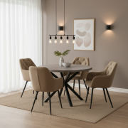 Jedálenský stôl, betón/čierna, priemer 120 cm, MEDOR