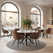 Jedálenský stôl, biela matná/čierna, priemer 120 cm, MEDOR