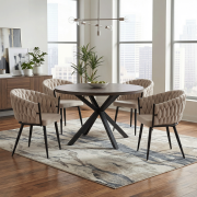 Jedálenský stôl, tmavý dub/čierna, priemer 120 cm, MEDOR