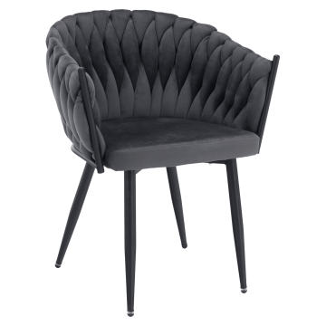 Jedálenské kreslo, tmavosivá Velvet látka/čierna, BLER