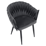Jedálenské kreslo, tmavosivá Velvet látka/čierna, BLER