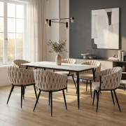 Jedálenské kreslo, svetlobéžová Velvet látka/čierna, BLER