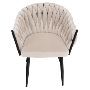 Jedálenské kreslo, svetlobéžová Velvet látka/čierna, BLER