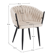 Jedálenské kreslo, svetlobéžová Velvet látka/čierna, BLER