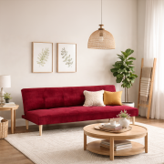 Pohovka rozkladacia, bordová Velvet látka/dub, ALIDA