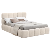 Posteľ s kovovým roštom a úložným priestorom, 140x200, béžová, SORELA