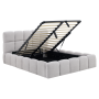 Posteľ s kovovým roštom a úložným priestorom, 140x200, sivá, SORELA