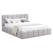 Posteľ s kovovým roštom a úložným priestorom, 160x200, sivá, SORELA