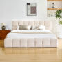 Posteľ s kovovým roštom a úložným priestorom, 180x200, béžová, SORELA