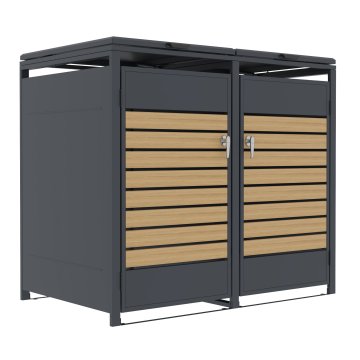 Prístrešok na popolnice G21 132x117x80 cm, antracitový s dekorom dreva