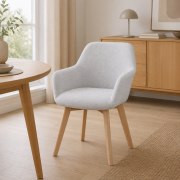 Dizajnové kreslo, svetlosivá/buk, CLORIN NEW