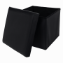 Skladací taburet, ekokoža čierna, TELA NEW