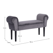 Lavica, Velvet látka, sivá/čierna, BURDA