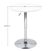 Barový stôl s nastaviteľnou výškou, biela, priemer 60 cm, BRANY 2 NEW
