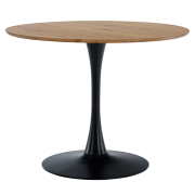 Jedálenský stôl, dub/čierna, priemer 110 cm, REVENTON NEW